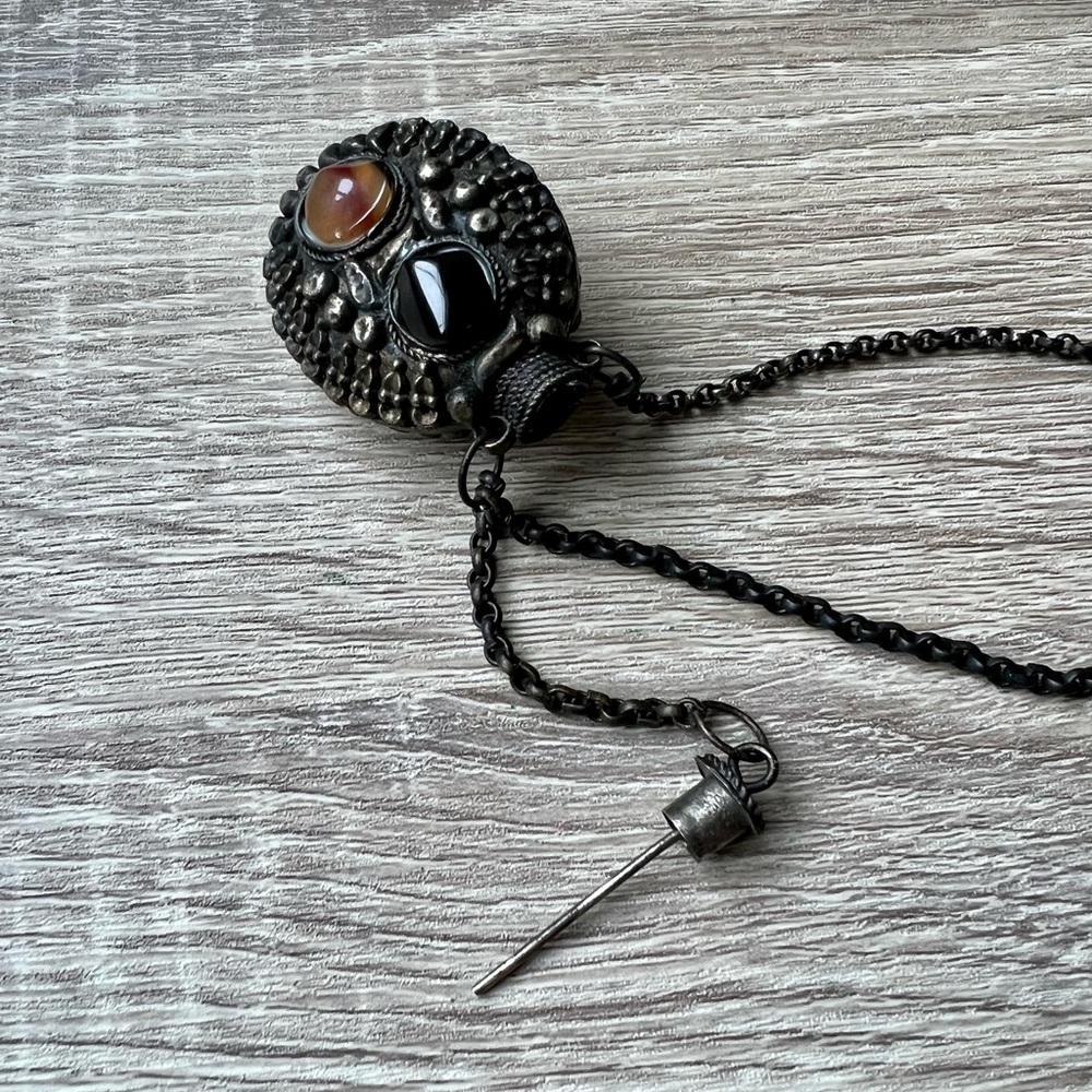 Metal Bottle Necklace With Stone Details
